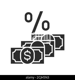 Dividend black glyph icon. Shareholder payments from net profit. Pictogram for web page, mobile app, promo. UI UX GUI design element. Stock Vector