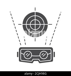 VR military training black glyph icon. Cyber technology. Pictogram for web page, mobile app, promo. UI UX GUI design element. Stock Vector