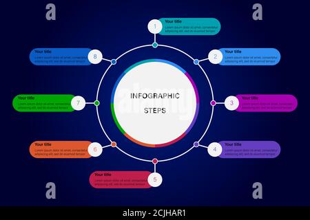 Infographic with 8 steps business diagram for presentation Stock Vector
