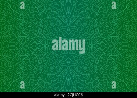 Illustration with beautiful green mystical abstract seamless pattern Stock Vector