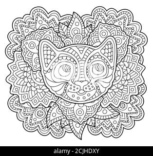 Stylized Tiger Face Hand Drawn Doodle Vector Illustration Sketch For Tattoo Or Indian Makhenda Design Stock Vector Image Art Alamy