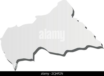 Central African Republic - grey 3d-like silhouette map of country area with dropped shadow. Simple flat vector illustration. Stock Vector