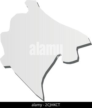 Montenegro - grey 3d-like silhouette map of country area with dropped shadow. Simple flat vector illustration. Stock Vector