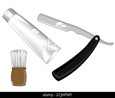 Accesories for shaving on white background is insulated Stock Vector
