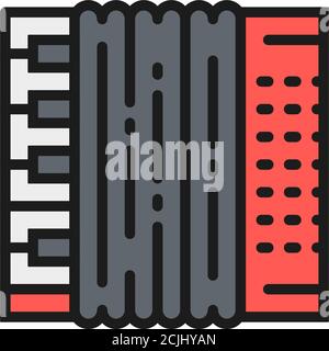Vector accordion, bayan flat color line icon. Stock Vector
