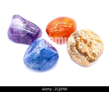 different gemstone isolated on white background Stock Photo
