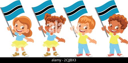Botswana flag in hand. Children holding flag. National flag of Botswana vector Stock Vector