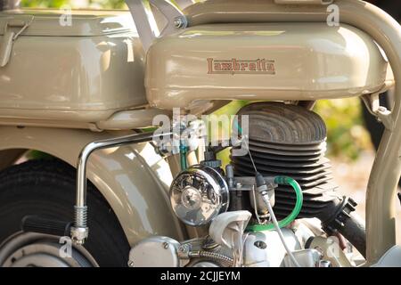 Italy, Lombardy, Innocenti Lambretta Scooter 125 D dated 1952, Engine Stock Photo