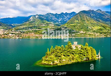 Castle on Loreto Island on Lake Iseo in Italy Stock Photo