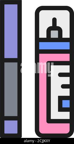 Corrector, concealer, eyeliner, marker flat color line icon. Stock Vector
