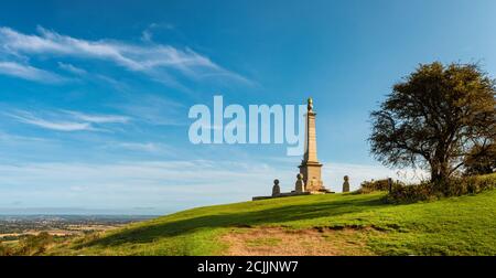 Monument on the top of Coombe Hill in a sunny summer day, Wendover. Panoramic landscape of England Stock Photo