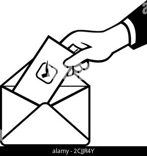 Vector black hand putting a voting ballot on white Stock Vector Image ...
