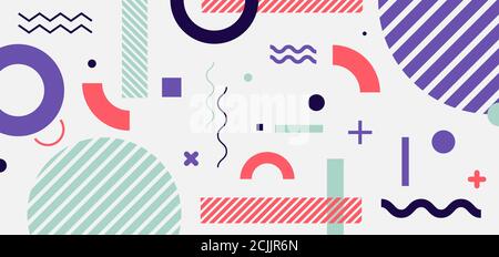 Abstract purple, pink, blue geometric pattern minimal style on white background. You can use for banner web design, poster, brochure, flyer, print ad, Stock Vector