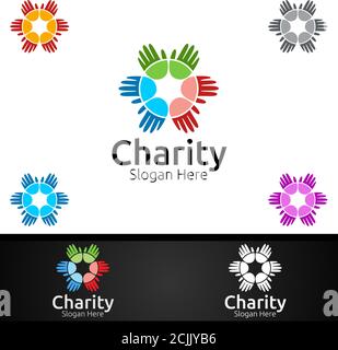 Helping Hand Charity Foundation Creative Logo for Voluntary Church or Charity Donation Design Stock Vector