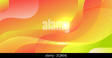 Abstract background green and red gradient wave shape with rays of light. Vector illustration Stock Vector