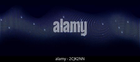 Abstract technological background with digital particles waves, futuristic design, creative website banner, panorama Stock Photo
