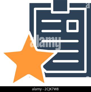 Clipboard with star colored icon. Document rating, add to favorites, folder review symbol Stock Vector