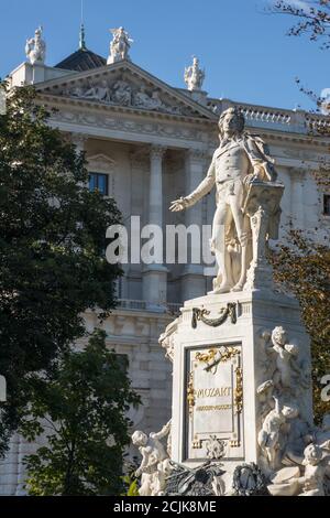 A statue of Mozart in Burggarten, Vienna, Austria Stock Photo