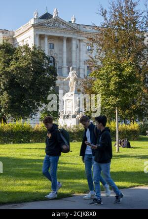 A statue of Mozart in Burggarten, Vienna, Austria Stock Photo