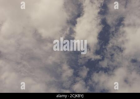 Natural background of blue sky with white clouds. Stock Photo