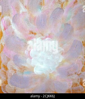 Abstract multicolored flower painted with oil paints on canvas Stock Photo