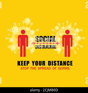 stop the spread of germs with social distancing vector illustration ...