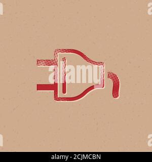 Electric plug icon in halftone style. Grunge background vector ...