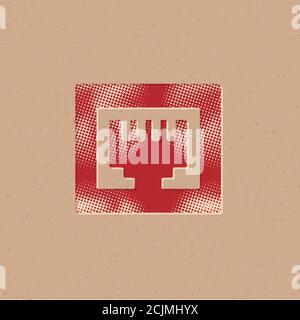 Local area connector icon in halftone style. Grunge background vector illustration. Stock Vector