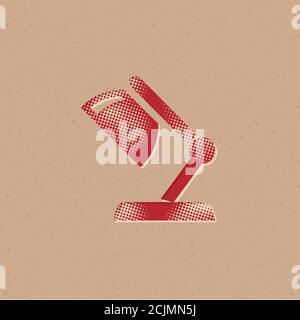 Table lamp icon in halftone style. Grunge background vector illustration. Stock Vector