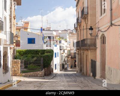 Old Town streets in Sitges, Spain Stock Photo