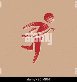 Finish line icon in halftone style. Grunge background vector illustration. Stock Vector