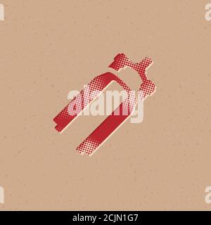 Bicycle suspension fork icon in halftone style. Grunge background vector illustration. Stock Vector