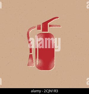 Fire extinguisher icon in halftone style. Grunge background vector illustration. Stock Vector