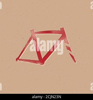 Bicycle frame icon in halftone style. Grunge background vector illustration. Stock Vector