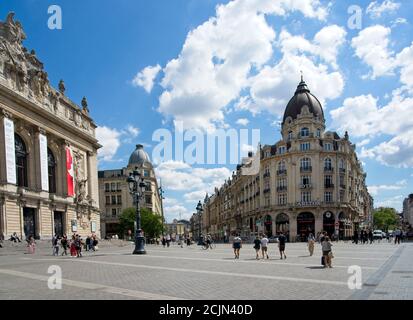 Lille France - 4 August 2020 - Square in front ot Opera building in Lille in France (Place du Theatre) Stock Photo