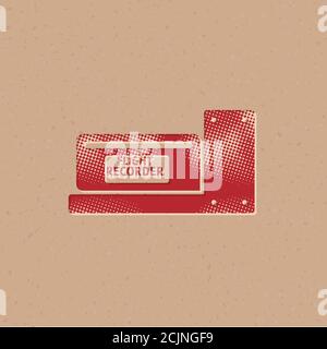 Flight recorder icon in halftone style. Black and white monochrome ...