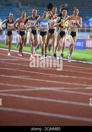 Shaoxing, China's Zhejiang Province. 15th Sep, 2020. Athletes compete during the women's 1500m final on Day 1 of the 2020 Chinese National Athletics Championships in Shaoxing, east China's Zhejiang Province, Sept. 15, 2020. Credit: Jia Yuchen/Xinhua/Alamy Live News Stock Photo