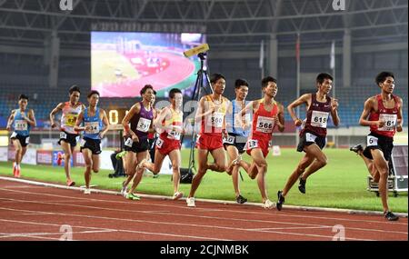 Shaoxing, China's Zhejiang Province. 15th Sep, 2020. Athletes compete during the men's 1500m final on Day 1 of the 2020 Chinese National Athletics Championships in Shaoxing, east China's Zhejiang Province, Sept. 15, 2020. Credit: Jia Yuchen/Xinhua/Alamy Live News Stock Photo