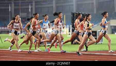 Shaoxing, China's Zhejiang Province. 15th Sep, 2020. Athletes compete during the women's 1500m final on Day 1 of the 2020 Chinese National Athletics Championships in Shaoxing, east China's Zhejiang Province, Sept. 15, 2020. Credit: Jia Yuchen/Xinhua/Alamy Live News Stock Photo