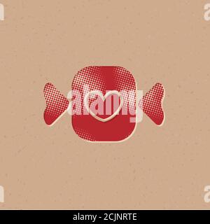 Candy icon in halftone style. Grunge background vector illustration. Stock Vector