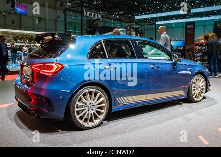 New Mercedes-AMG GT 4-Door Coupe car at the 89th Geneva International Motor Show. Geneva, Switzerland - March 5, 2019. Stock Photo