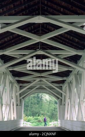 Jordan Covered Bridge, Pioneer Park, Stayton, Oregon Stock Photo