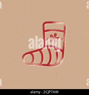 Injured foot icon in halftone style. Grunge background vector illustration. Stock Vector