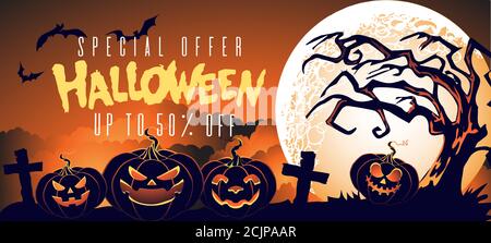 Halloween sale background, can be used for banners, brochures, flyers and more. the design can be edited easily as needed Stock Vector