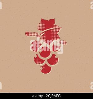 Grape icon in halftone style. Grunge background vector illustration ...