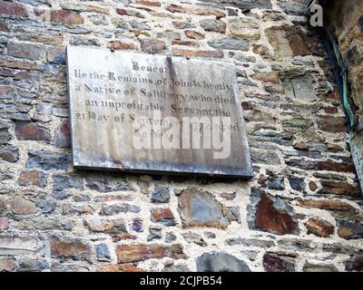 Memorial plaque outside Barnstaple Parish Church, North Devon, UK. Stock Photo