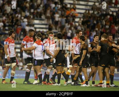 Rugby Super Rugby Jaguares V Lions Velez Sarsfield Stadium Buenos Aires Argentina February 16 2019 Jaguares Jeronimo De La Fuente In Action With Lions Elton Jantjies Reuters Agustin Marcarian Stock Photo Alamy