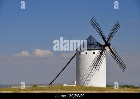 Windmill located in Castilla la Mancha in Spain Stock Photo
