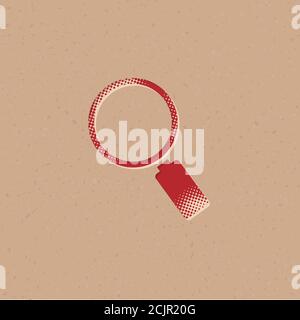 Magnifier icon in halftone style. Grunge background vector illustration. Stock Vector