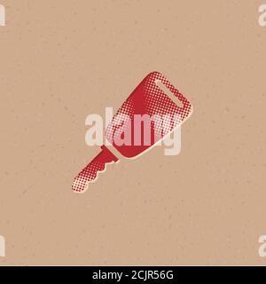 Key icon in halftone style. Grunge background vector illustration. Stock Vector